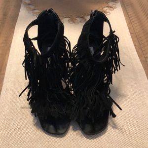 Steve Madden suade black tassel high heels